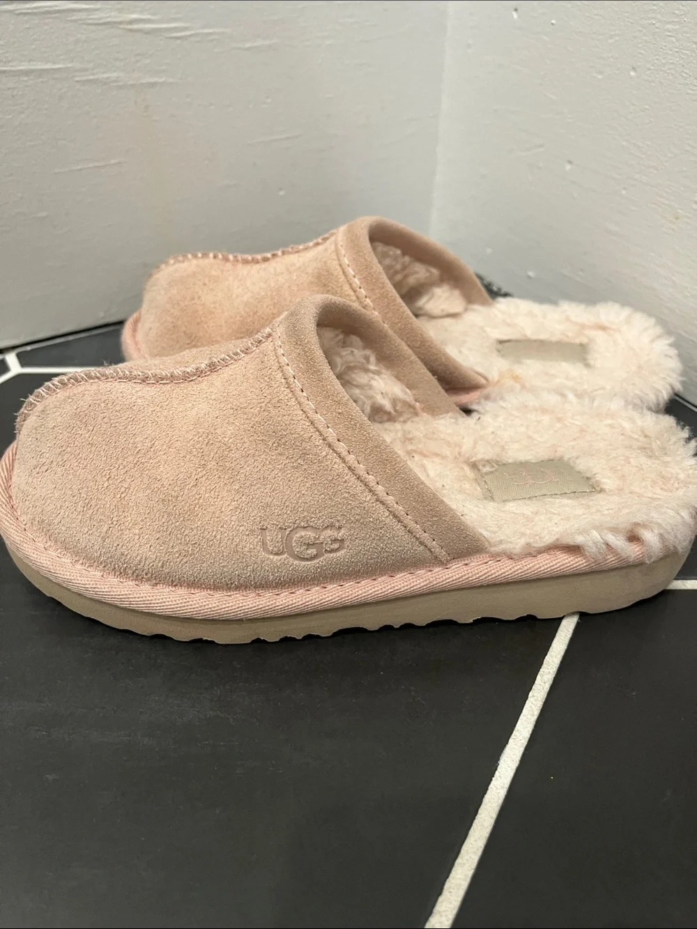 UGG Blush Suede Shearling Mule Slippers